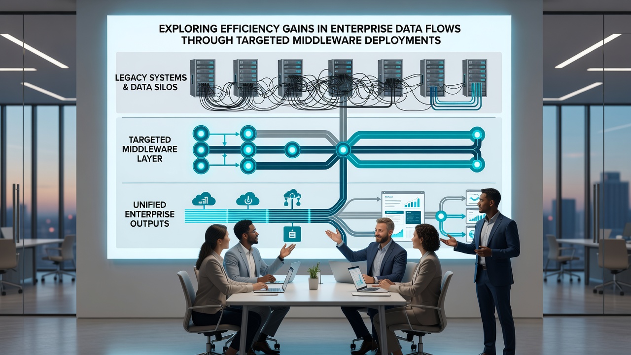 Dashboard displaying real-time metrics of data flow efficiency after middleware deployment